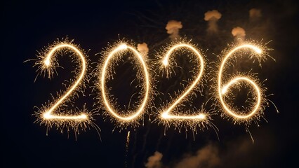 Sparkling New Year Light Trails in Night Sky