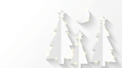 Obraz premium Minimalist White Christmas Trees in Soft Light.