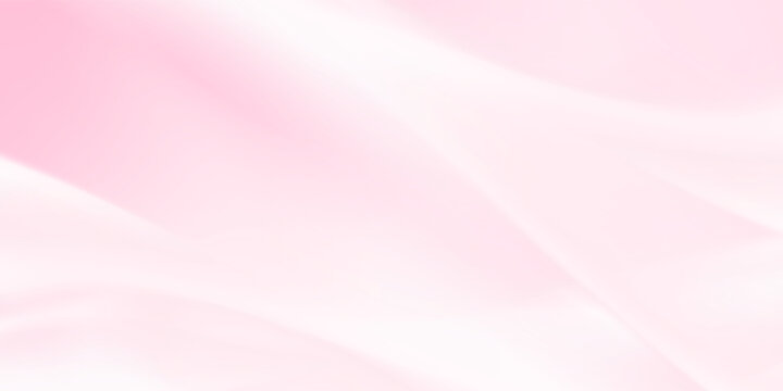 Pink rose peach white silk satin. Creases in fabric. Light luxury elegant background with space for design. Table top view, flat lay. Birthday, baby, newborn. Or a wedding, valentine.