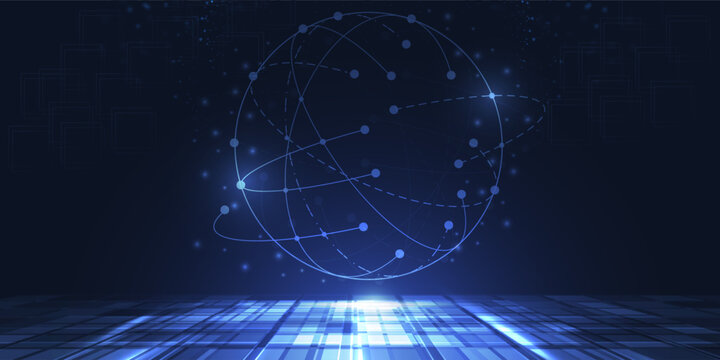 Global connection network background. World map. High-speed internet technology concept or fast wireless data transmission. modern internet network connection technology background