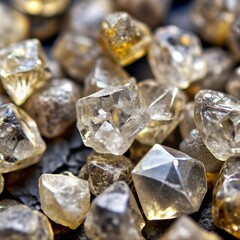 Natural rough diamonds close up