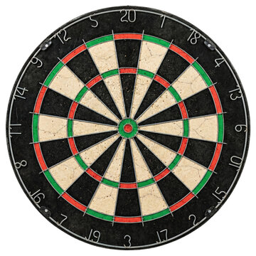 Classic bristle dartboard game target on transparent background