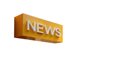 Illuminated News: A modern signboard with NEWS letters, projecting from a bright background, signifies an announcement. The scene reflects information delivery, transparency, and modern communication.