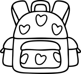 Hand-drawn cartoon school bag illustration for children going back to school.