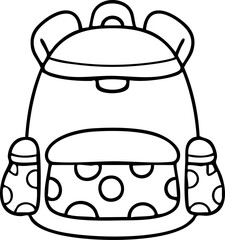 Hand-drawn cartoon school bag illustration for children going back to school.