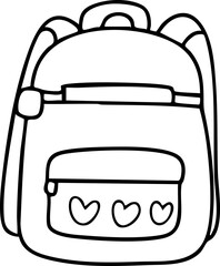 Hand-drawn cartoon school bag illustration for children going back to school.