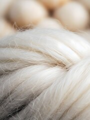 close up of a white cotton, Soft White Wool Texture Macro &ndash; Fluffy Fiber Close-Up Background
