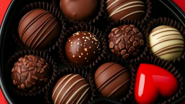 Romantic Chocolate Candy in Gift Box for Valentine Day Animation Video