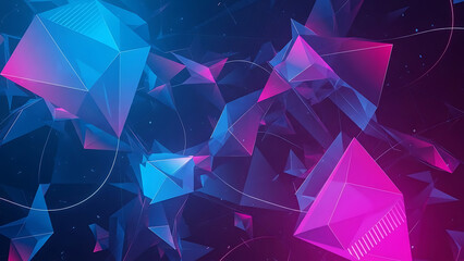 Obraz premium Dynamic Abstract Geometry, Colorful Shapes, Digital Art, Modern Design, Futuristic Environment, Vibrant Colors, Conceptual View