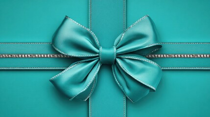 Beautiful turquoise gift box decorated with a shiny ribbon ready for any special occasion