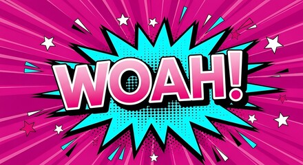 Woah Comic Speech Bubble Pop Art Style Background.