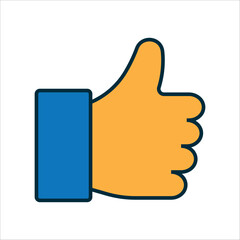 Thumbs Up Hand Icon &ndash; Approval and Positive Gesture Symbol in Flat Style