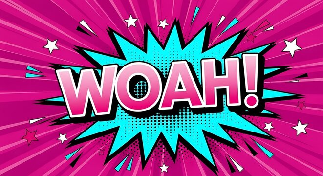 Woah Comic Speech Bubble Pop Art Style Background. - Powered by Adobe