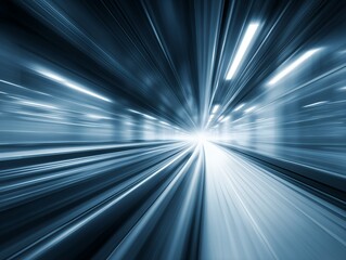 光のトンネルを高速で駆け抜けるような疾走感と未来技術を感じさせる近未来イメージ