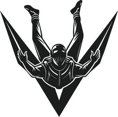 Falling figure with outstretched arms