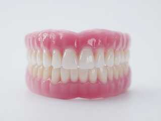 Obraz premium 入れ歯模型でわかる正しい歯並びと口腔構造を解説する歯科医療と義歯ケアのイメージ