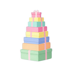 Stack of colorful gift boxes for celebrations.