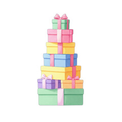 Stack of colorful gift boxes illustration.