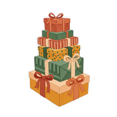 Stack of Colorful Gift Boxes Tied with Ribbons 1.