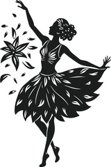 Dancing ballerina with petals