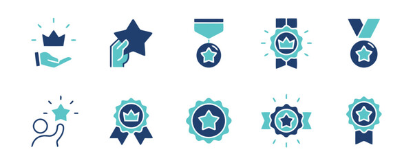 Award Vector Icon Design Set Featuring Success, Medal and Achievement Concept Reward and Recognition Pictogram for Excellence and Victory Illustration in Business and Sports