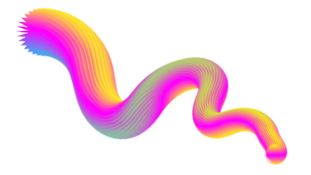 Vibrant 3d gradient squiggle design element. Abstract colorful 3d gradient fluid ribbon shape isolated on white background modern liquid flow design for branding ui and creative visuals.