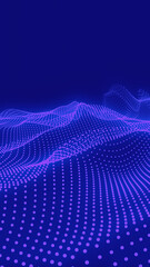 Digital landscape forming glowing dots network connections