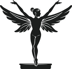 Silhouette of a winged figure