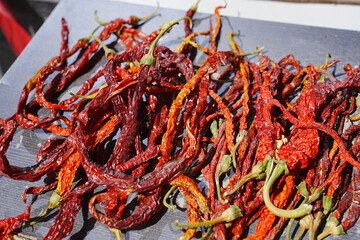 Naklejka premium Pepper, line pepper, dried pepper,