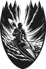 Kayaker navigating rough waters