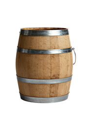 Obraz premium Vintage wooden barrel with metal hoops and handle