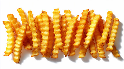 Crinkly golden fries arranged in a tempting pattern