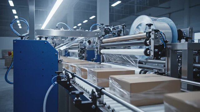 Automated packaging machine in factory