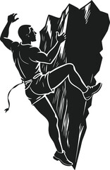 Climber ascending a rock face