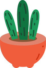 Cute Cactus in Pots, Flat Design Succulent Vector Illustration