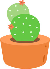 Cute Cactus in Pots, Flat Design Succulent Vector Illustration