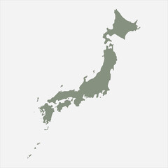 Naklejka premium Map of Japan outline vector illustration isolated o