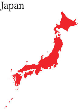 Red map of Japan simple vector illustration for tra