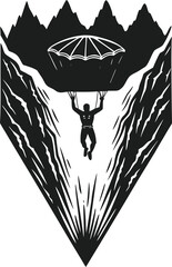 Daring descent in mountain valley