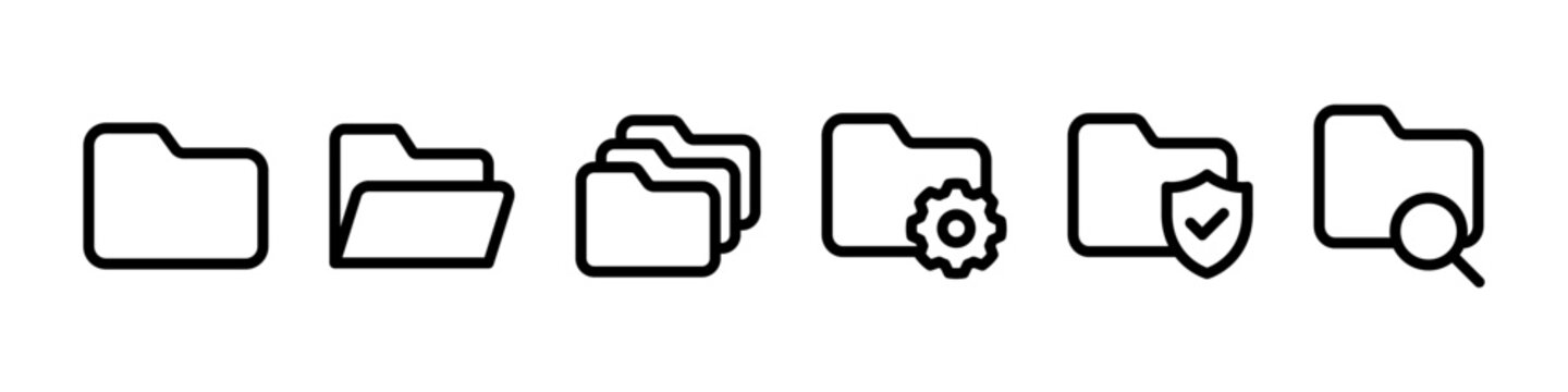 フォルダのアイコンセット 開いたフォルダ・重なったフォルダ・設定・セキュリティ・検索