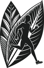 Runner surrounded by palm leaves
