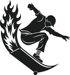 Skateboarder performing a bold trick