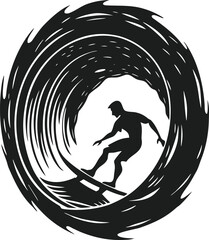 Surfer riding a wave