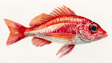 Fototapeta premium Red Rockfish Isolated on White Background