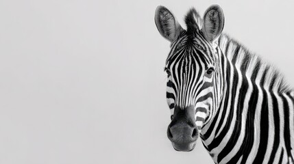 Obraz premium Studio photograph of a zebra with bold black-and-white stripes against a white background