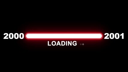 New year 2001 loading bar animation Year changing from 2000 to 2001. Loading bar from 2000 to 2001 new year transfer animation. Advance happy new year, annual plan, growth strategy, business planning.