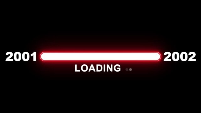 New year 2002 loading bar animation Year changing from 2001 to 2002. Loading bar from 2001 to 2002 new year transfer animation. Advance happy new year, annual plan, growth strategy, business planning.