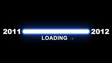 New year 2012 loading bar animation Year changing from 2011 to 2012. Loading bar from 2011 to 2012 new year transfer animation. Advance happy new year, annual plan, growth strategy, business planning.