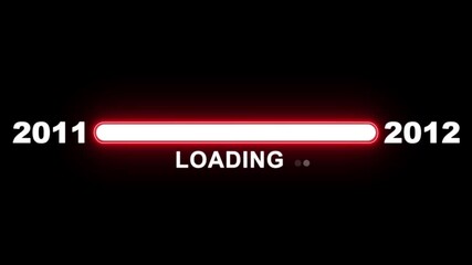 New year 2012 loading bar animation Year changing from 2011 to 2012. Loading bar from 2011 to 2012 new year transfer animation. Advance happy new year, annual plan, growth strategy, business planning.