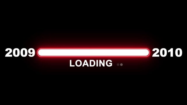 New year 2010 loading bar animation Year changing from 2009 to 2010. Loading bar from 2009 to 2010 new year transfer animation. Advance happy new year, annual plan, growth strategy, business planning.